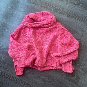 Free People Pink Cowl Neck Cropped Sweater